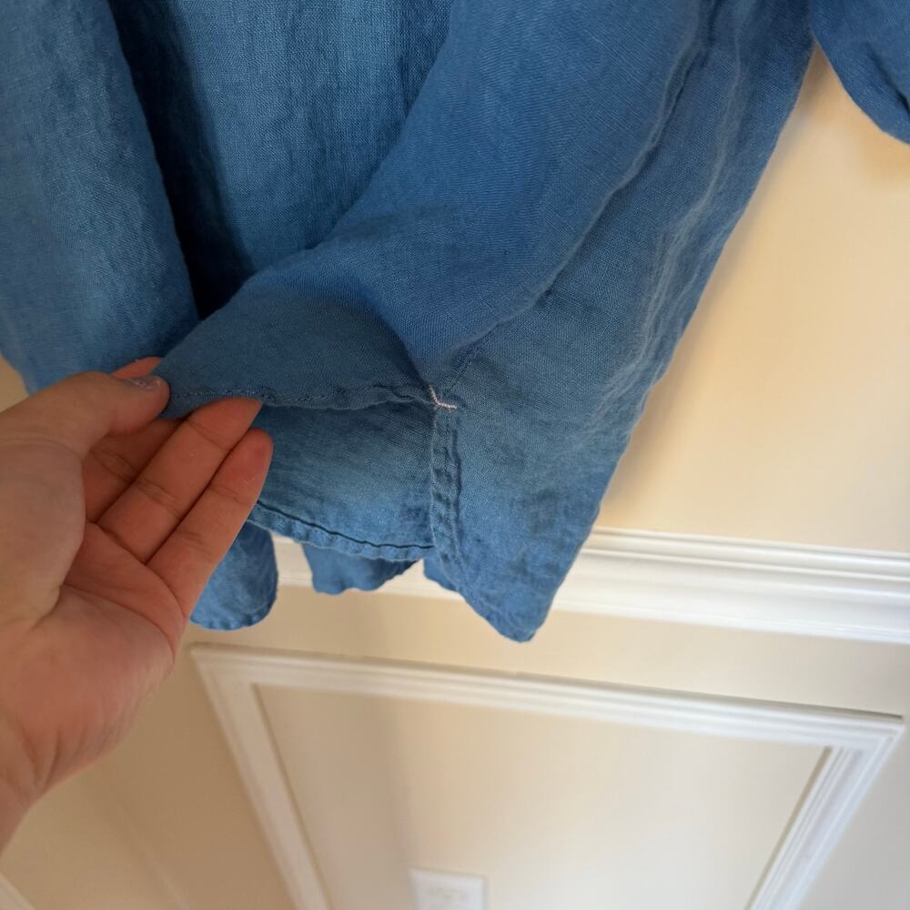 J. Jill Blue Peasant-Style Linen Blouse - Picture 7 of 11